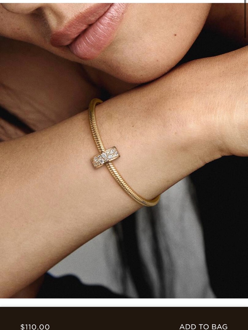 Pandora Gold Pavé Bar Snake Chain Bracelet